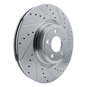 Ford Explorer Brake Rotor (1) - Front Right - R1 Concepts - Drilled & Slotted - Silver - `20-`25